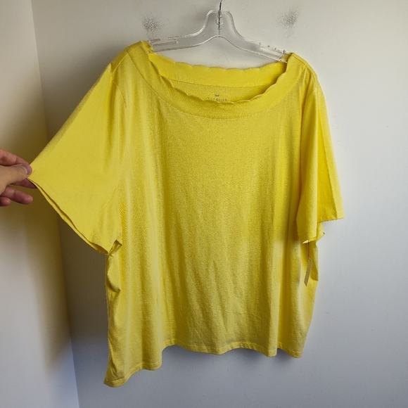 New Talbots Yellow Scalloped Neck T-shirt pima cotton spring summer new 3X - Picture 5 of 11